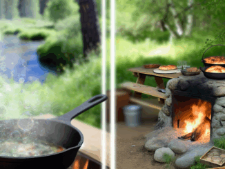 Outdoorküche: Nahrungsmittel zubereiten in der freien Natur.