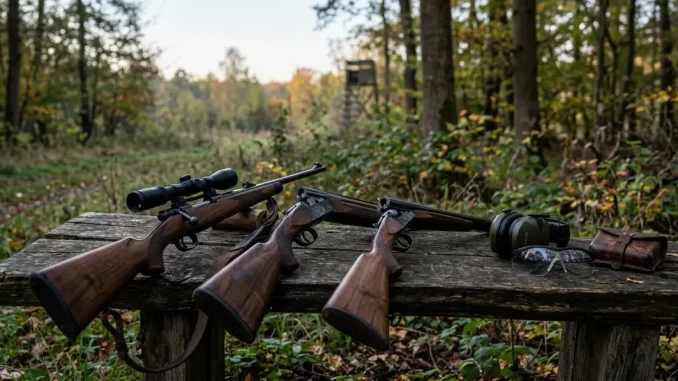 Vergleich von Büchse und Flinte, der den Unterschied der Jagdwaffen mit einer kombinierten Waffe zeigt.